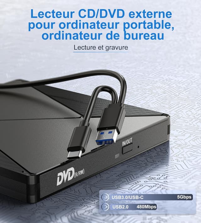 Thumbnail 6 de Lecteur CD/DVD Externe USB 3.0 8x 24x