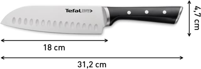 Detalle 2 de Tefal Ice Force 🥢 Cuchillo Santoku 18 cm, Acero Alemán