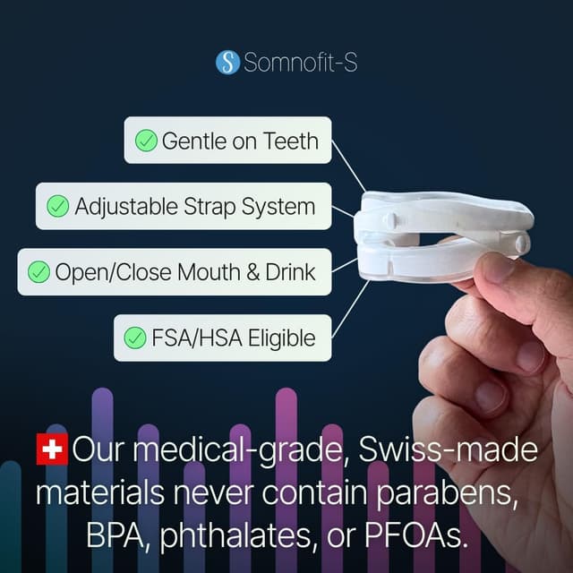 Detalle de Somnofit-S Anti-Snore Mouth Guard by SnoreLessNow (Swiss-Made, FDA Cleared) — Adjustable Anti-Snoring Mouthpiece