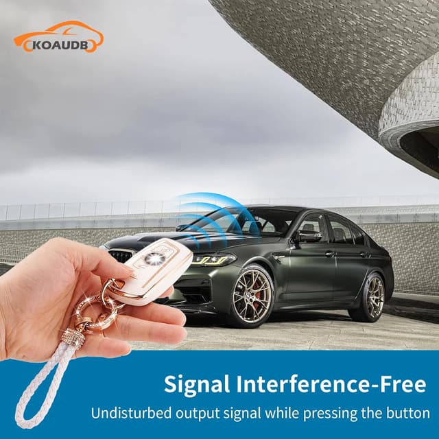 Detalle de Koaudb TPU Autoschlüssel-Hülle BM-4A für BMW 1/3/4/5/6/7 & X3/X4 – 3- oder 4-Tasten Cover mit Schlüsselanhänger