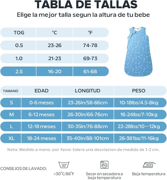 Thumbnail 4 de ToyaTec Saco de Dormir para Bebé 2.5 TOG