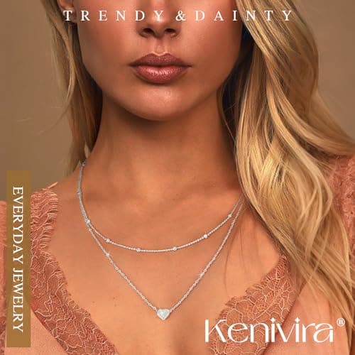 Detalle 2 de Kenivira collar de plata de ley 925 para mujer con colgante corazón