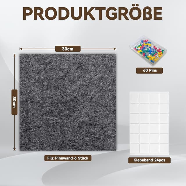 Thumbnail 5 de CUHIOY Filz Pinnwand 6er Set mit 60 Pins