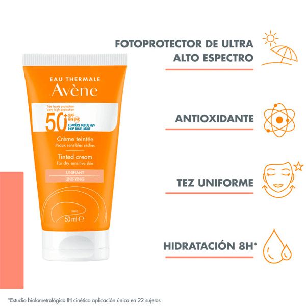 Detalle 2 de Avène Crema Solar SPF50+ Color 3x50 ml