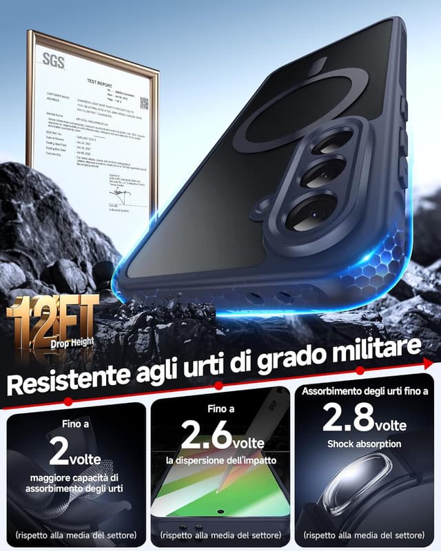 Detalle 2 de LeYi Cover magnetica A56 5G blu, 2 pezzi
