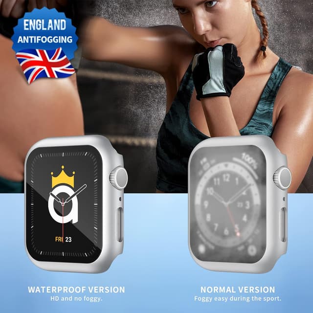 Detalle de Adepoy 2-Pack Waterproof Screen Protector & Hard Case for Apple Watch Series 8/7 (41mm)