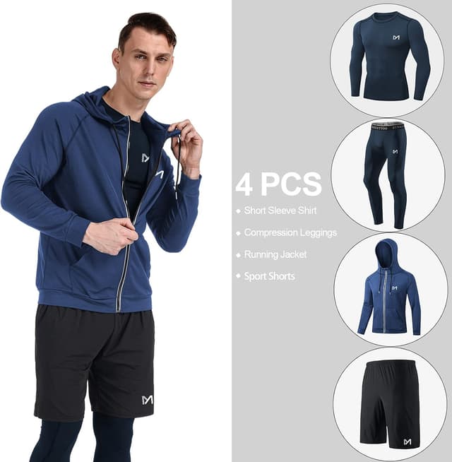 Detalle 2 de MEETYOO Kompressionsshirt Herren 4-teilig
