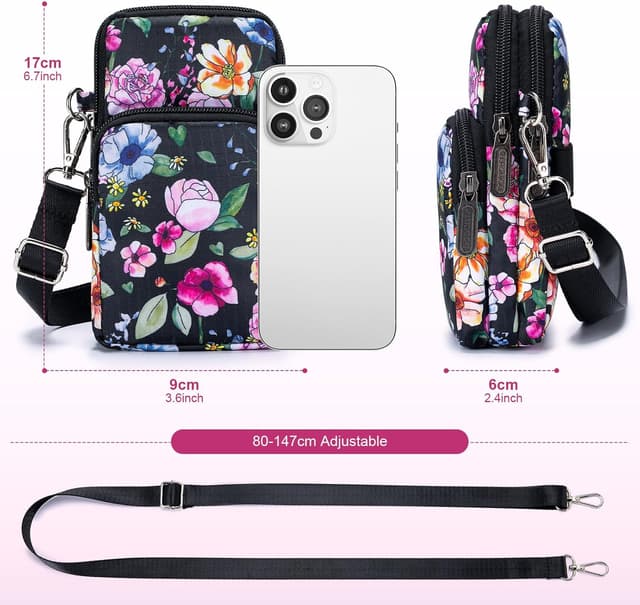 Detalle de SUCIKORIO borsetta porta cellulare da donna impermeabile con tracolla regolabile