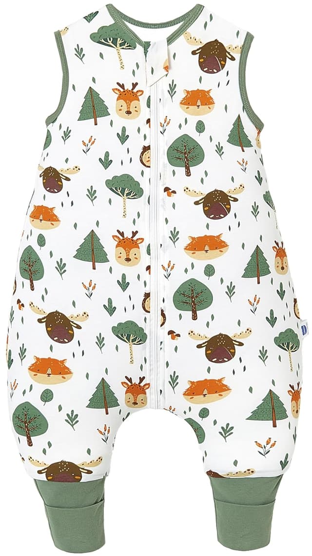 Detalle de Chilsuessy Baby Schlafsack mit Füßen 2,5 Tog (Wald Tiere) – Winter-Schlafstrampler, passend je nach Babygröße