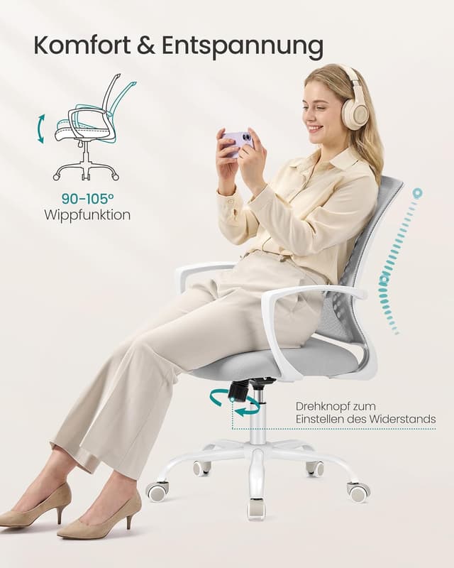 Thumbnail 5 de SONGMICS OBN022GD01 Bürostuhl 120 kg Belastung