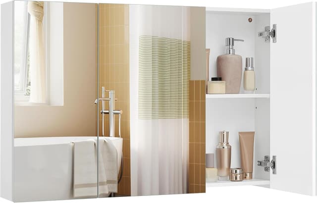 Thumbnail 6 de VASAGLE KAILYN BBK22WT Armadietto a specchio da parete per bagno bianco 15 x 60 x 55 cm