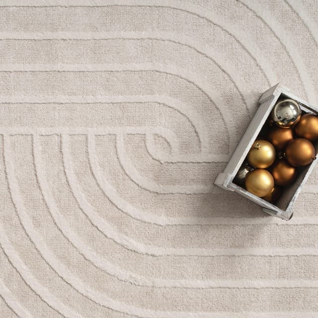 Detalle de TT Home Tapis salon/salle à manger à poil court 160x220 cm, motif boho géométrique