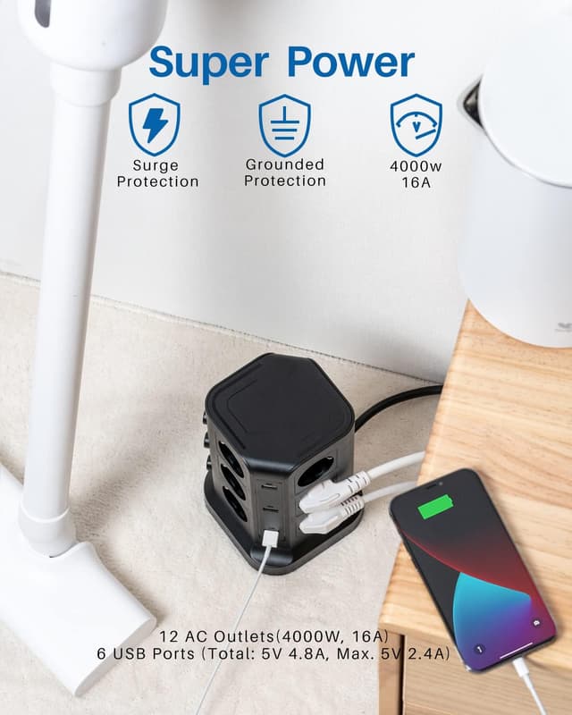 Thumbnail 5 de KOOSLA 12‑Fach Steckdosenleiste 4000W mit 6 USB 🔌