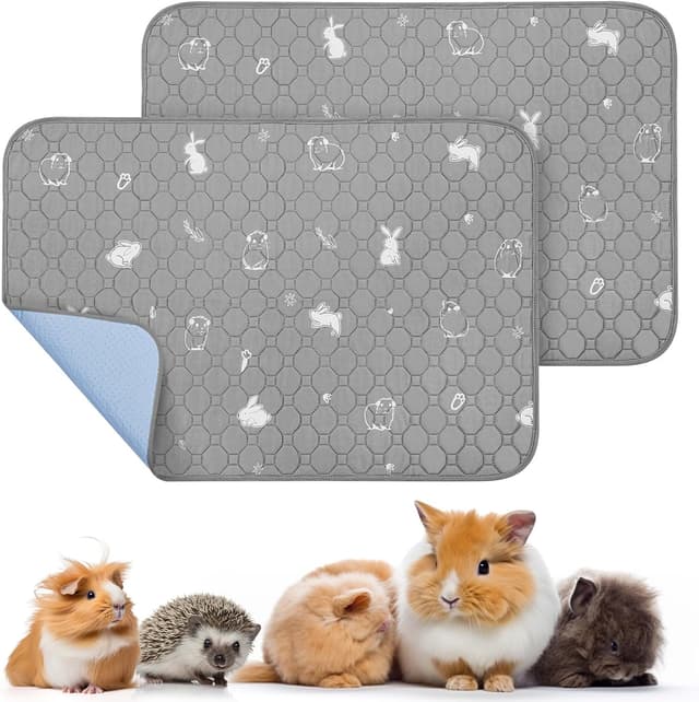 Detalle de PICK FOR LIFE 2 Pack Guinea Pig Cage Liners – washable, waterproof pee pads, non-slip bedding (60x90 cm)