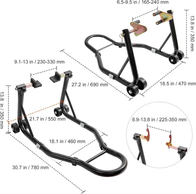 Thumbnail 6 de Vevor Motorcycle Stand Lift 850 lb Front/Rear Combo (Front Wheel Fork + Rear Swingarm Spool)
