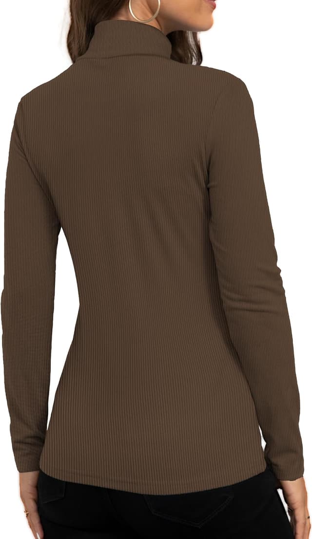 Detalle de DUOEASE Rollkragenpullover Damen – Basic Langarmshirt mit Rollkragen & Slim Fit für Herbst/Winter