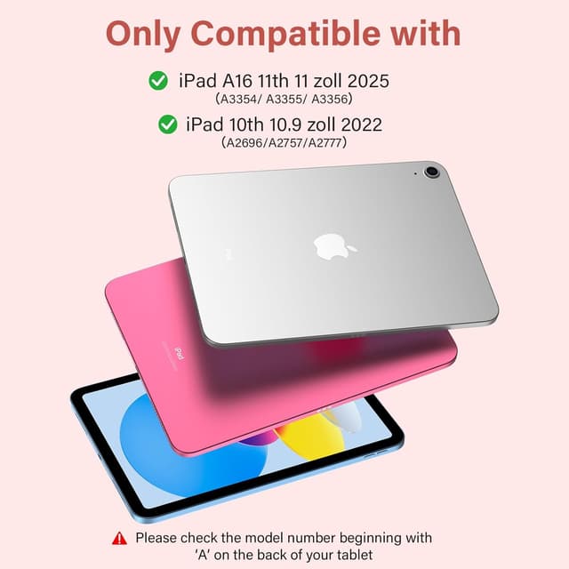 Detalle 2 de CC Store Keyboard Case for iPad A16 (11th Gen) & iPad 10th Gen 10.9in 2022 with Bluetooth Detachable Keyboard, Pink