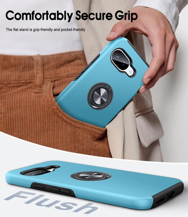 Thumbnail 6 de AOUIA for Google Pixel 10A Case with 2-Pack Screen Protector and 360° Metal Ring Stand (Sky Blue)