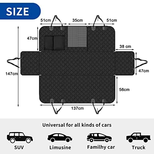 Detalle 2 de Sosayet funda coche 4 en 1 para perros (asiento trasero) 137 x 147 cm, impermeable antideslizante con ventana lateral