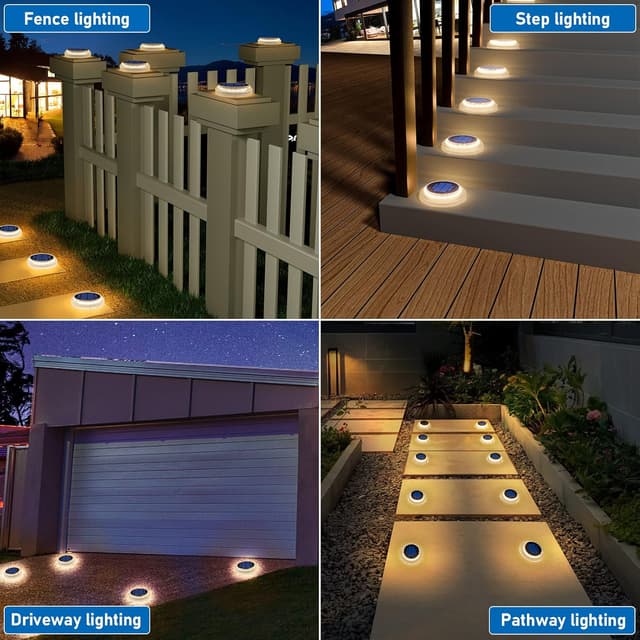 Detalle 2 de YiLaie Solar Decking Lights (Solar Step Ground Lights) – 4 Pack, IP68 Waterproof, Warm White