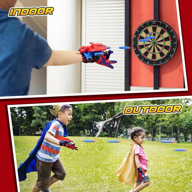 Detalle 2 de Braxel 2PCS Web Shooter Launcher Toy Set (ages 3–5) with Soft Darts & Adjustable Wristbands