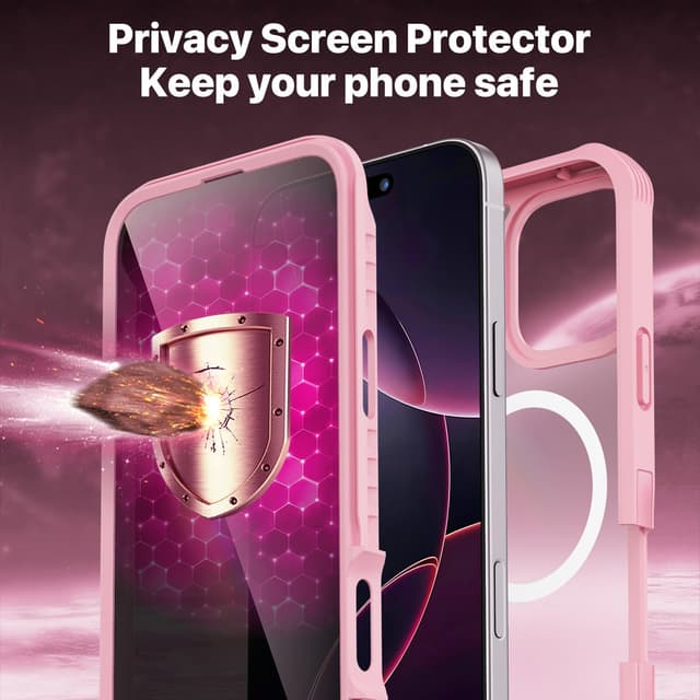 Detalle de CENHUFO Privacy Case for iPhone 16 Pro Max with built-in privacy screen & MagSafe compatibility (Pink)