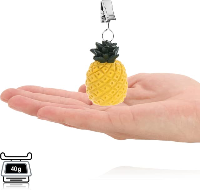 Detalle de com-four® set da 8 pesi per tovaglie con clip design ananas, circa 40 g ciascuno