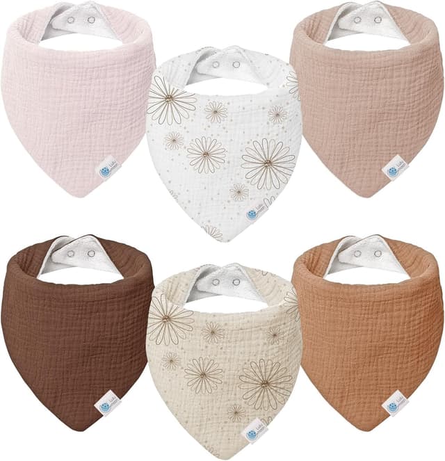 Detalle de lulumoon Baby-Lätzchen Dreieckstuch aus Musselin & Frottee – für Jungen und Mädchen