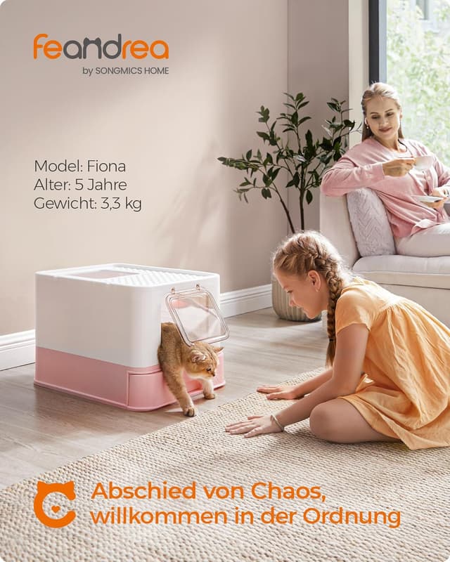 Detalle 2 de Feandrea Katzenklo-Set (2er) mit Deckel, ausziehbarem Tablett & Zubehör – für Katzen bis 15 kg