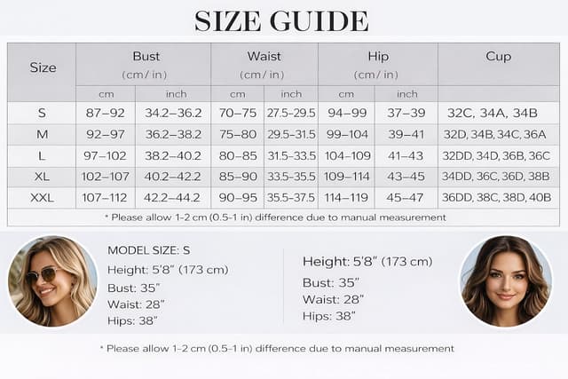 Detalle de Ekouaer Bikini Donna Sexy a Scollo a V con Push-Up e Coppe Morbide Rimovibili (2 pezzi, regolabile S-XXL)