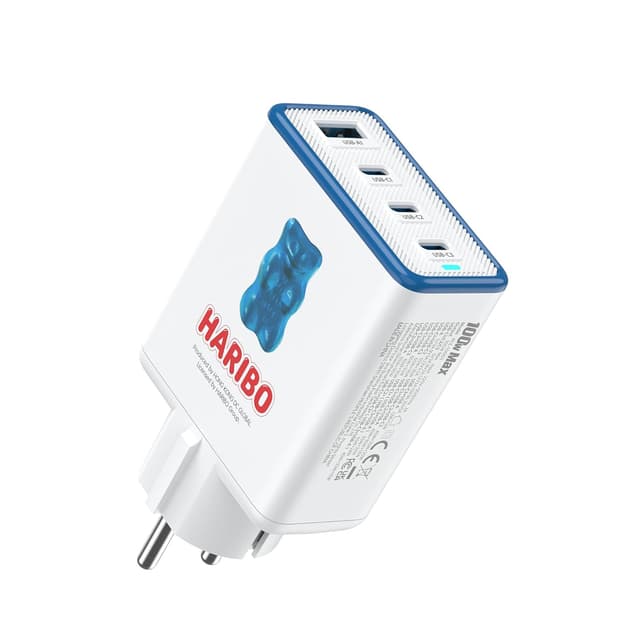 Detalle de HARIBO 100W USB-C Ladegerät 4-Port Netzteil (3× USB-C + 1× USB-A) mit PD/PPS, Blau