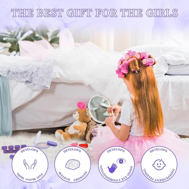 Detalle 2 de Kids Makeup Sets for Girls (Light Purple) – Safe & Washable Play Makeup Kit for Ages 4–12