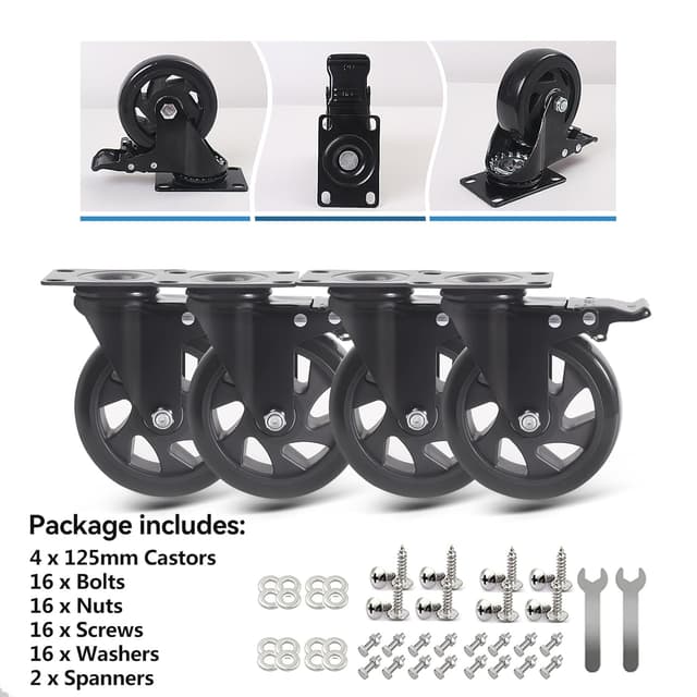 Thumbnail 6 de RRIUTO 125mm heavy duty swivel castors 800kg