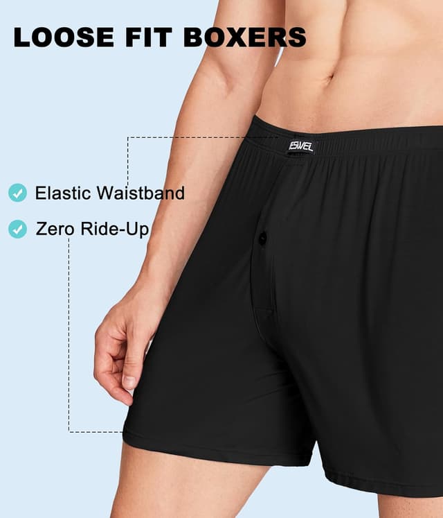 Detalle de YESWEL Mens Boxers Bamboo Multipack (3-pack) with Button Fly, Loose Fit