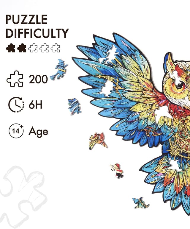 Detalle 2 de ROBOTIME Wooden Jigsaw Puzzle Owl 200pcs