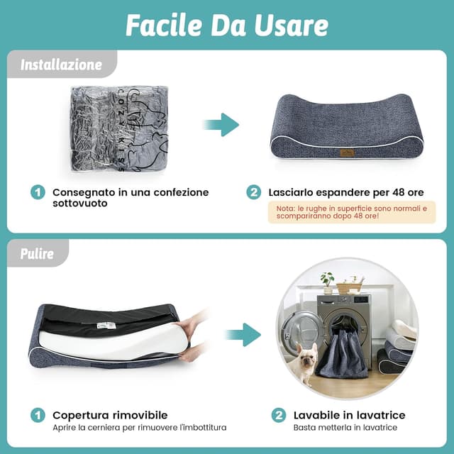 Detalle de COZY KISS cuccia per cani lavabile 90x60x13 cm a forma di barca, bordo rialzato, impermeabile e antiscivolo (fino a 29 kg) blu