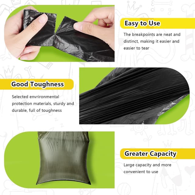 Thumbnail 3 de AiQInu sacs à crottes 400 pièces noir 22x30