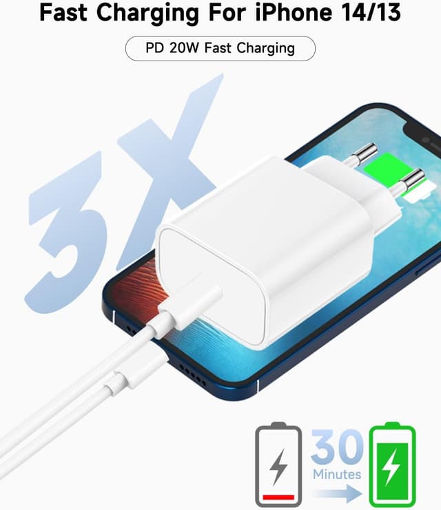 Detalle 1 de Cargador iPhone 20W con Cable 2 m y Certificación MFi