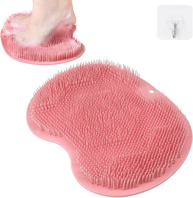 Detalle de ACWOO Shower Foot Scrubber Mat (Pink) – non-slip suction cups foot exfoliation & massage