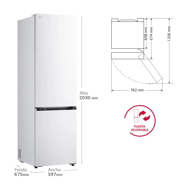Detalle 2 de LG Frigorífico Combi DoorCooling+ 2,03 m