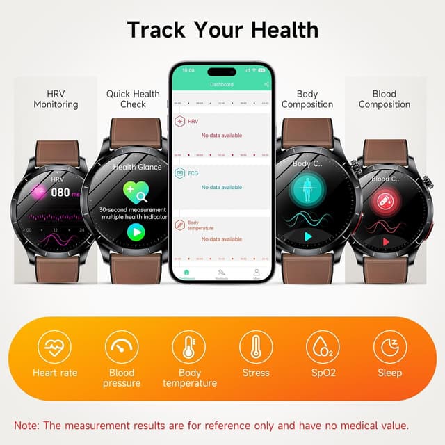 Detalle de Lgnitek 2026 Smartwatch for Men with Blood Pressure, ECG, HRV & Health Metrics – 1.43" AMOLED Fitness Tracker (IP68)