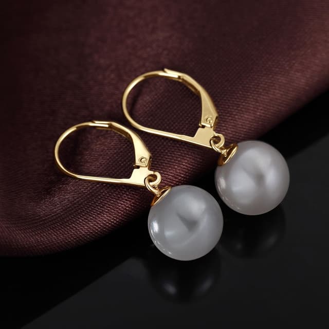 Detalle 2 de jiamiaoi Perlenohrringe aus 925 Sterling Silber mit hängenden Perlen (8–10 mm)