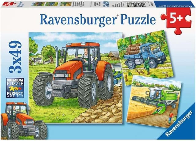 Detalle de Ravensburger Kinderpuzzle 09388 „Große Landmaschinen“ – 3×49 Teile, Puzzle für Kinder ab 5 Jahren