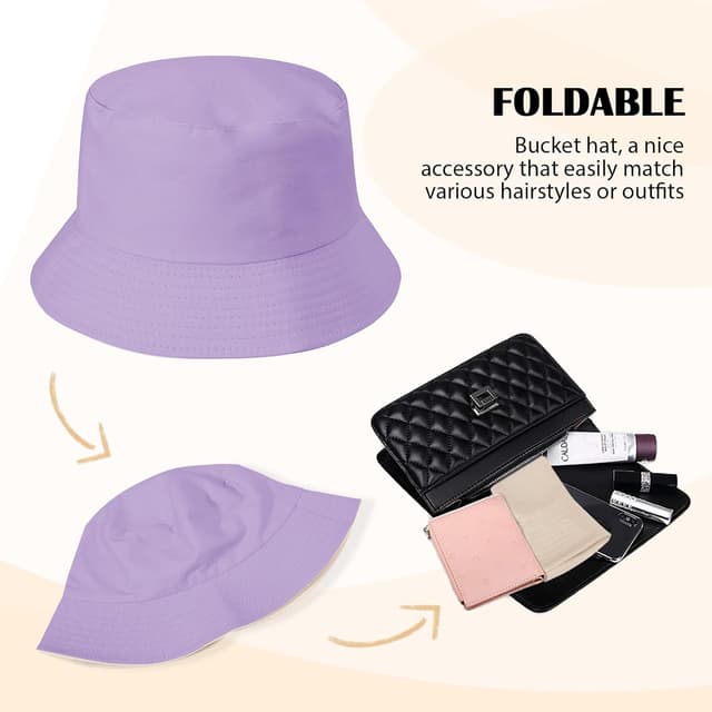 Detalle de Xnova Fischerhut Damen reversibel – faltbarer Bucket Hat aus Baumwolle mit breiter Krempe und UV-Schutz