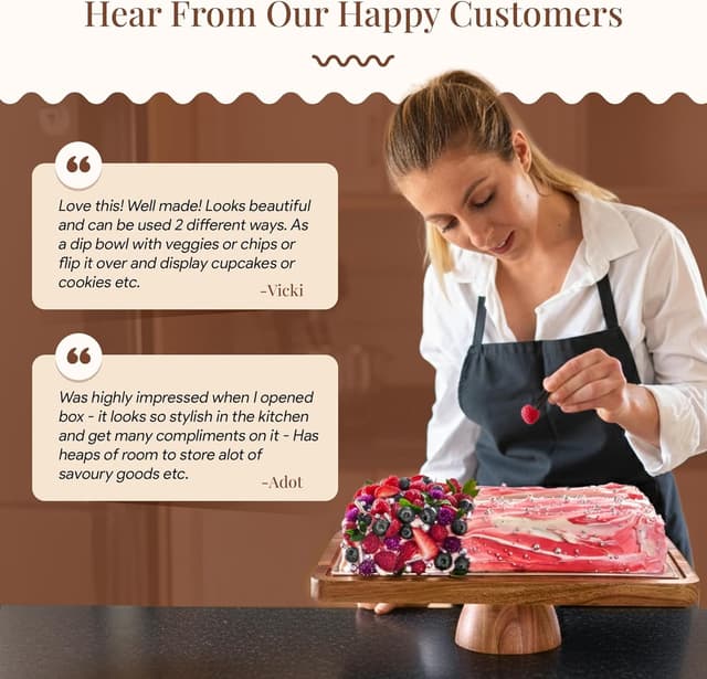 Thumbnail 6 de HOMESPHERE Acacia Wood Cake Stand 4" 🍰