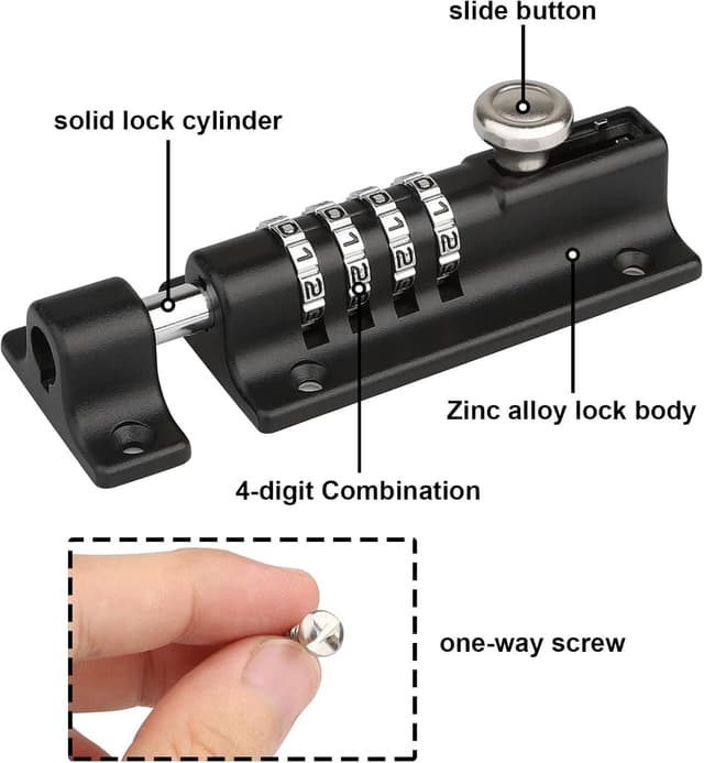 Detalle de Spopal 120mm combi bolt lock, 4 digit