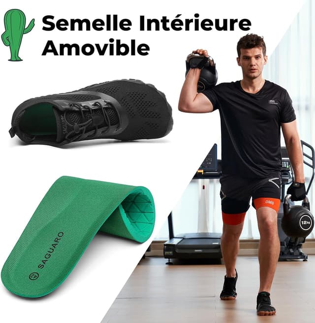 Thumbnail 4 de SAGUARO Chaussures minimalistes barefoot homme/femme à 5 doigts, semelle zéro drop et antidérapante