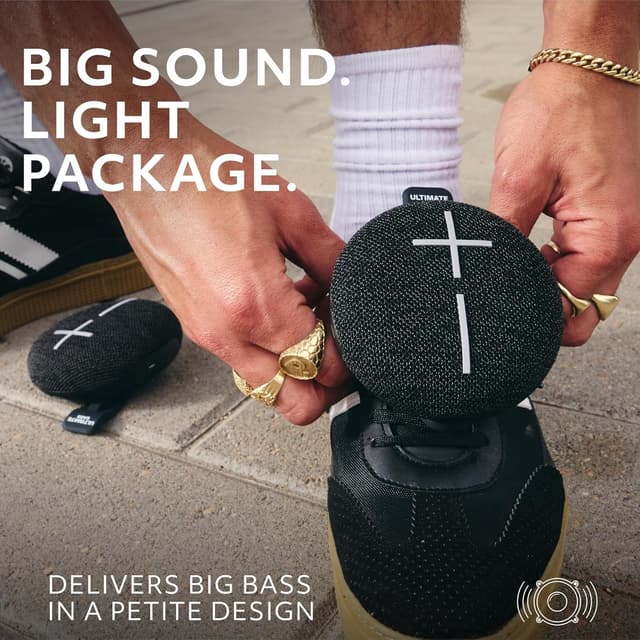 Detalle 1 de Ultimate Ears MINIROLL Ultra-Portable Waterproof Bluetooth Speaker (Gentle Black) – IP67, big bass