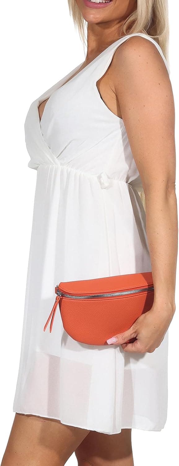 Detalle de Damen Bauchtasche 3-in-1 Umhängetasche / Crossbody / Schultertasche mit verstellbarem Gurt, 25 (Orange) – S