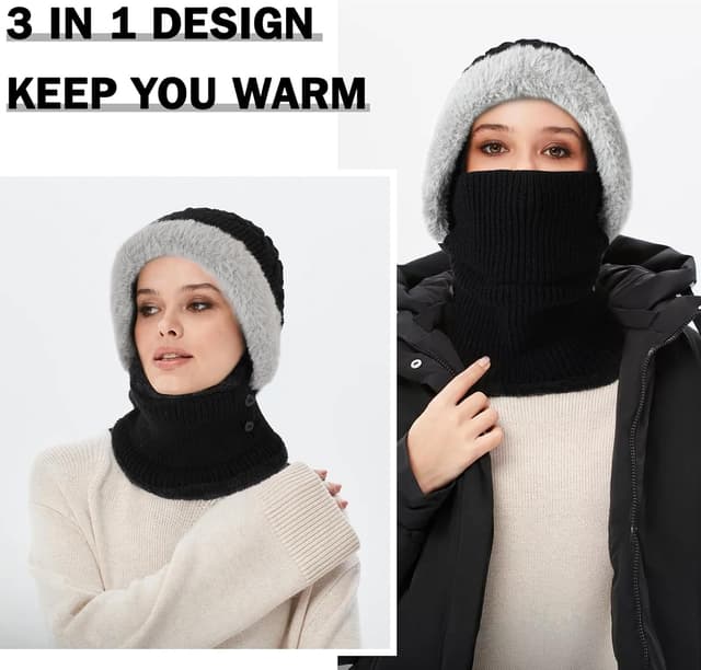 Thumbnail 3 de AYPOW Winter Knitted Hat Scarf 56-60 cm 🧣